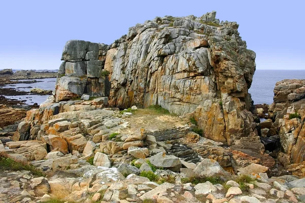 Skaliste Wybrzeże Cote Granit Rose Ciągu Dnia — Zdjęcie stockowe