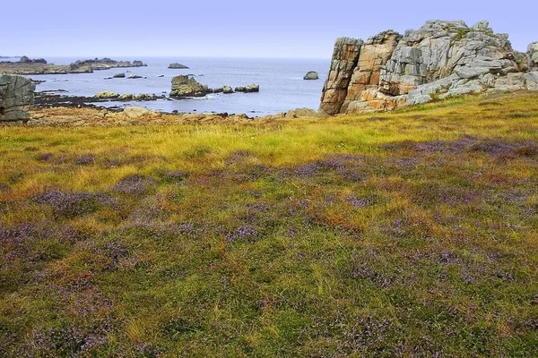 Skaliste Wybrzeże Cote Granit Rose Ciągu Dnia — Zdjęcie stockowe