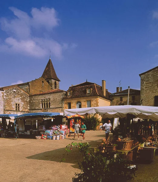Αγορά Στο Bastide Πόλη Του Monpazier — Φωτογραφία Αρχείου