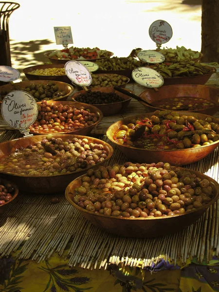 Primo Piano Degli Ingredienti Dei Pasti Nel Mercato Della Linguadoca — Foto Stock