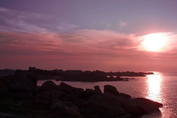 Beautiful Sunset Coastline Ploumanach France — Stock Photo, Image