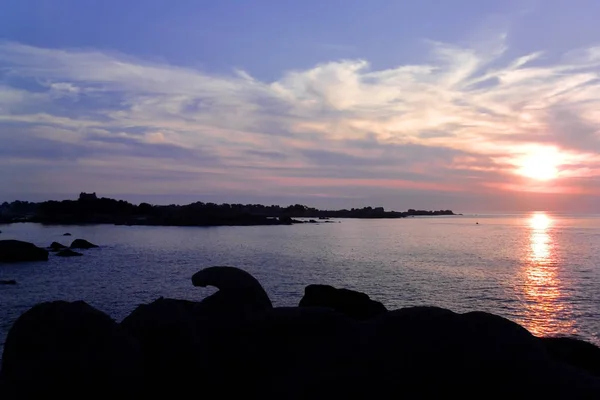 Beautiful Sunset Coastline Ploumanach France — Stock Photo, Image