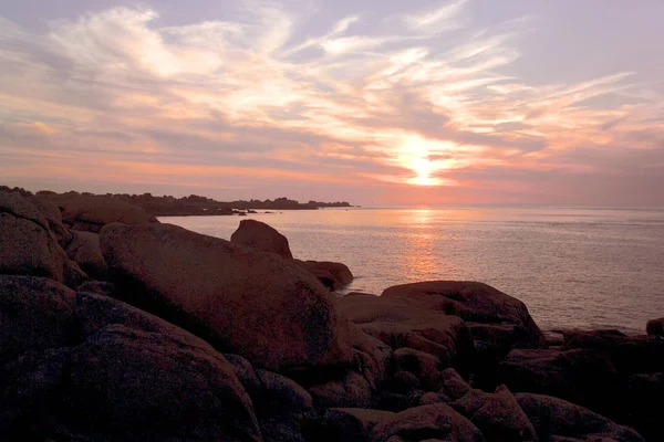 Beautiful Sunset Coastline Ploumanach France — Stock Photo, Image