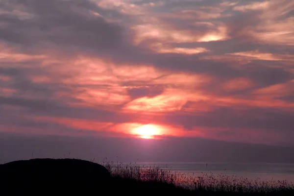 Beau Coucher Soleil Sur Littoral Ploumanach France — Photo