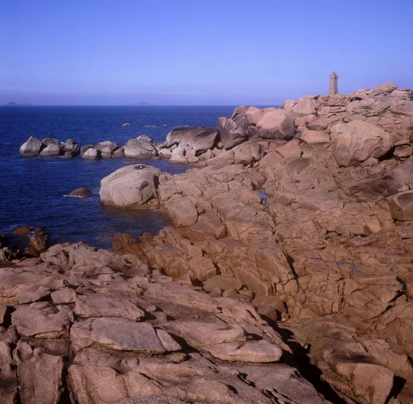 Vista Dal Faro Promontorio Cote Graint Rosa Bretagna Francia — Foto Stock