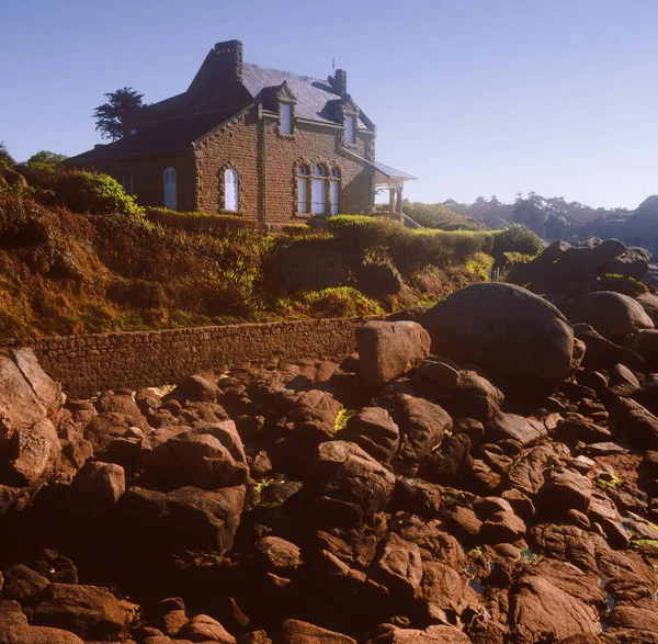 Vue Phare Promontoire Cote Graint Rose Brittany France — Photo