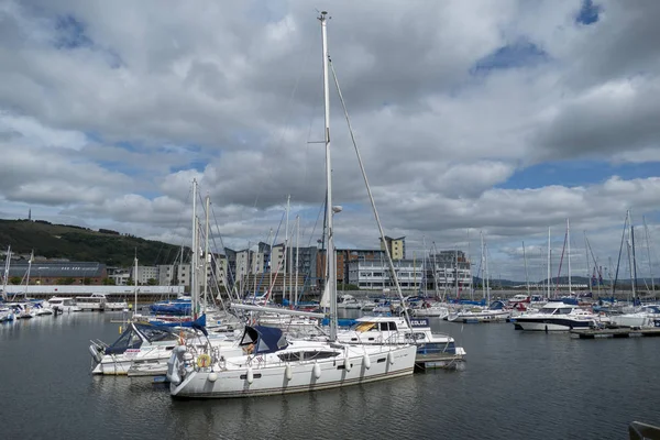 Swansea Marina Dock Dock Bağlantı Noktası Tekne Tekneler Galler Glamorgan — Stok fotoğraf