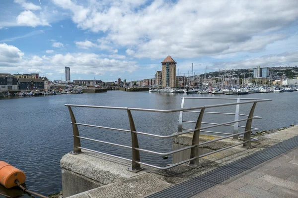 Swansea Marina Dock Dock Bağlantı Noktası Tekne Tekneler Galler Glamorgan — Stok fotoğraf