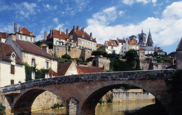 Pretty Frence Village Semur Auxois Burgundy Region France Old Town — Stock Photo, Image