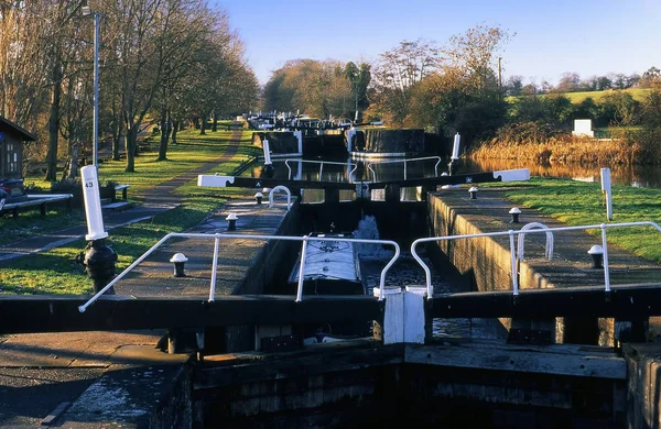 Hatton Locks Grand Union Canal Inland Waterway Warwick Warwickshire England — Stock Photo, Image