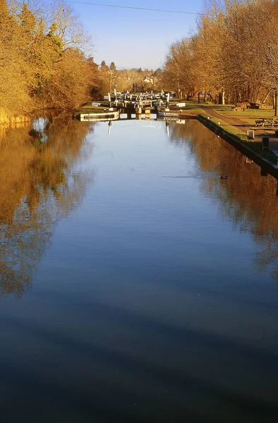 Hatton Locks Grand Union Canal Inland Waterway Warwick Warwickshire Inglaterra — Fotografia de Stock