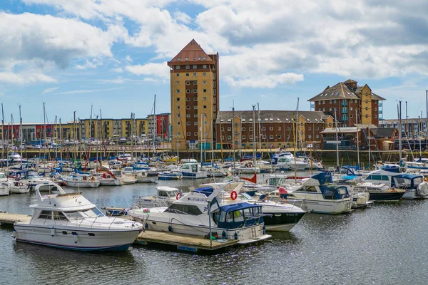 Wales Glamorgan Marina Port Harbour Dock Docks Swansea Boot Boten — Stockfoto