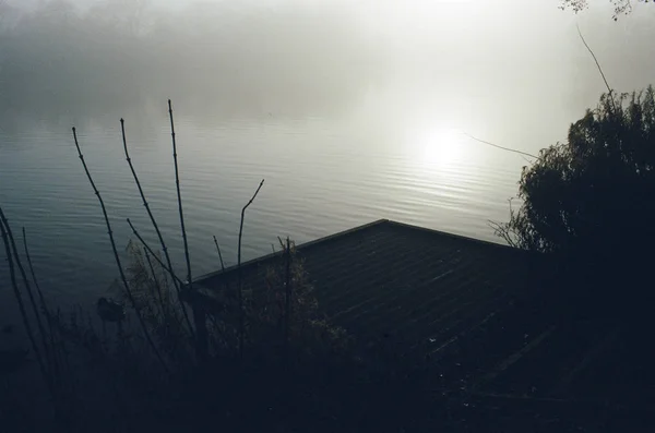 Bach See Fluss Wald Sonnenuntergang Sonnenaufgang Aufgenommen Auf Film — Stockfoto