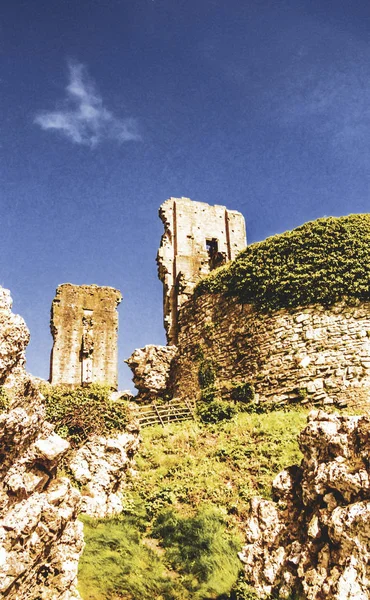 Ερείπια Του Κάστρου Corfe Ντόρσετ Αγγλία — Φωτογραφία Αρχείου