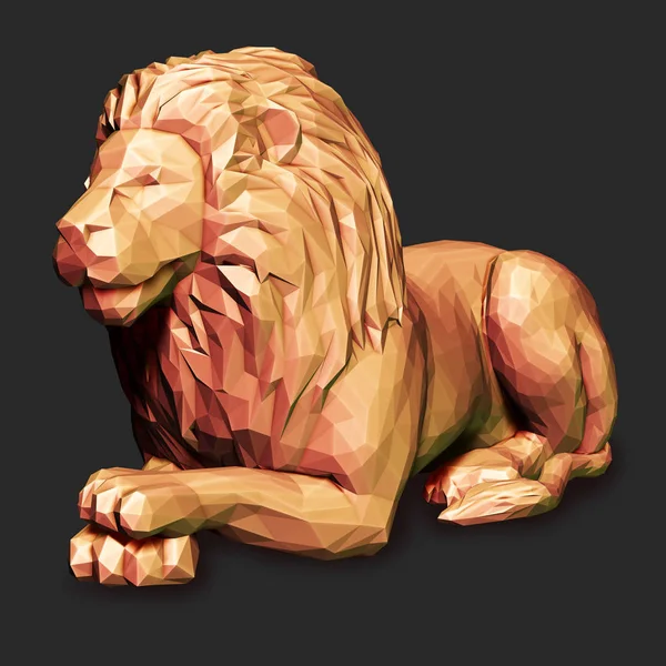 Low Poly Lion Grey Background Art Concept Rendering — Stock Photo, Image
