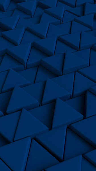 Blue triangles. Puzzle. Smartphone desktop wallpaper. Art concept. 3D rendering.