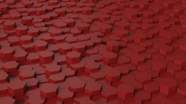 Kırmızı altıgenler. Sanat konsepti. 3d render.