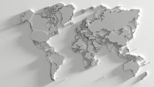 Grey World Map Render — 스톡 사진