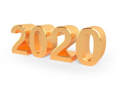 Altın sayı 2020. 3D görüntüleme. Sanat konsepti