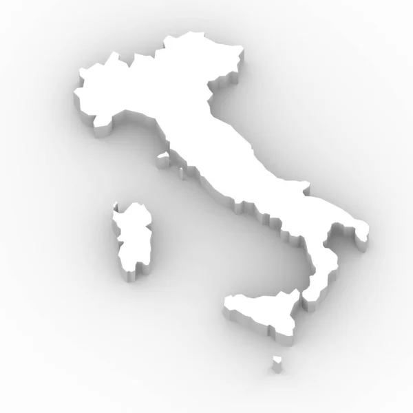 意大利地图的白色背景 3D渲染 — 图库照片