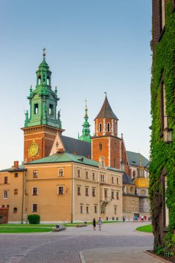 Krakow, Poland - August 11, 2017: Krakow,  building Wawel Castle on blue sky background clipart