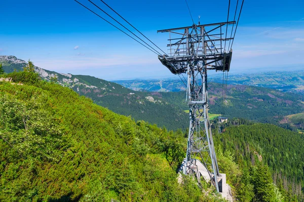 Suporte Metal Para Funicular Fundo Belas Montanhas Zakopane Polônia — Fotografia de Stock