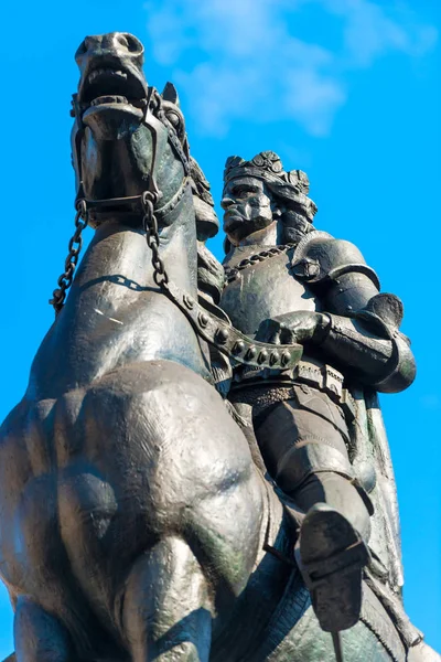 Primo Piano Grunwald Cavallo Monumento Cracovia — Foto Stock