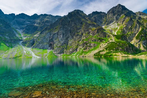 Tło Scenic Krajobraz Góry Jeziora Tatrach Polska — Zdjęcie stockowe