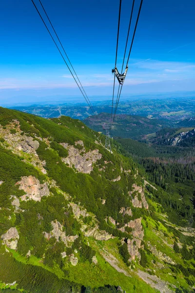 Zdůraznění Obrázku Svislý Lana Lanovky Tatra Polsko — Stock fotografie