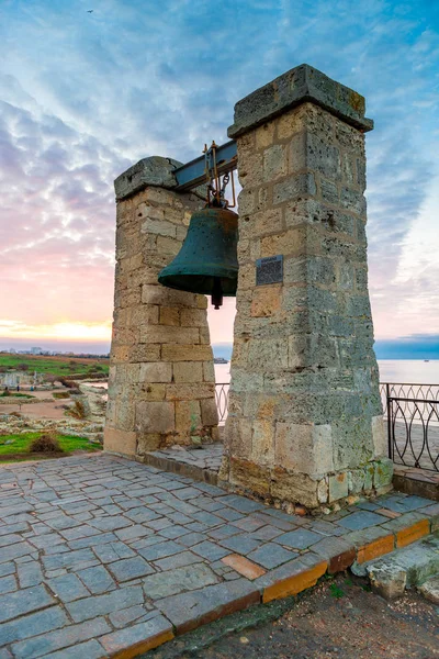 Vertical View Big Bell Sunset Ancient Chersonese Crimea — Stock Photo, Image