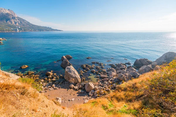 Deniz Dağlar Ufuk Kırım Güzel Manzara — Stok fotoğraf