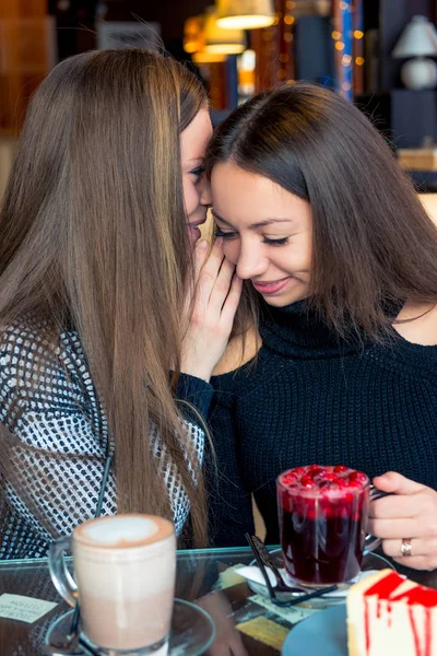 Přítelkyně Café Drby Pití Kávy — Stock fotografie