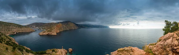 Panoramisch Dramatisch Uitzicht Zee Balaklava Baai Krim — Stockfoto