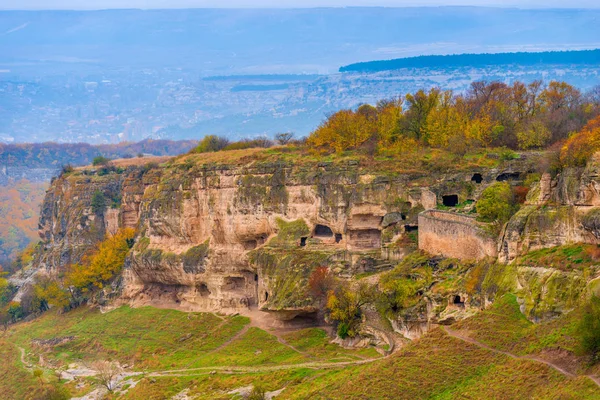 Скала Видом Пещерный Город Бахчисарай Крым — стоковое фото