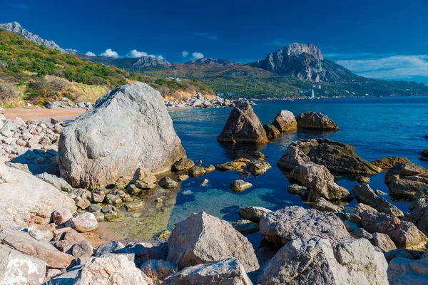 Große Steine Meer Wunderschöne Meereslandschaft Laspi Bucht Krim — Stockfoto