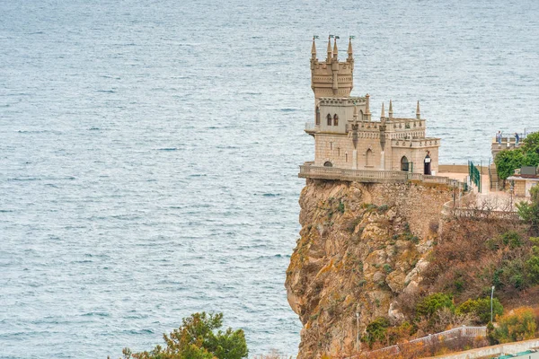 View Landmark Crimea Swallow Nest Edge Cliff Background Sea — Stock Photo, Image