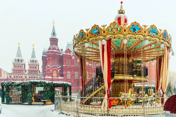 Carousel Red Square Center Moscow New Year Russia — Stock Photo, Image