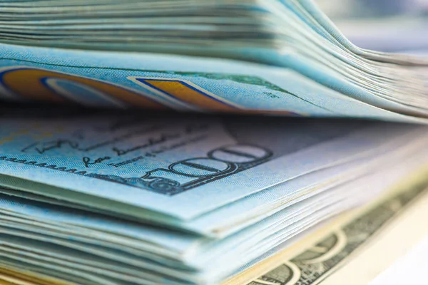 Shot of 100 US dollar bills, in the frame the dignity of the bil — Stock Photo, Image