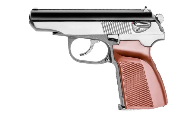 Pistola de fogo perto no fundo branco — Fotografia de Stock