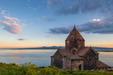Property of Armenia famous landmark Monastery Sevanavank and Lak clipart