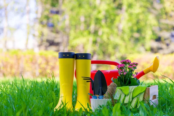 Konzept Fotowerkzeuge für die Arbeit im Garten, Objekte für die Sprinkleranlage — Stockfoto