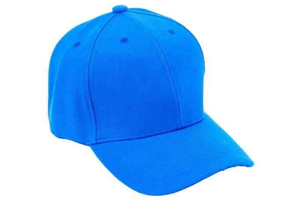 Chapeau chapeau bleu avec une visière sur un fond blanc est isolé — Photo