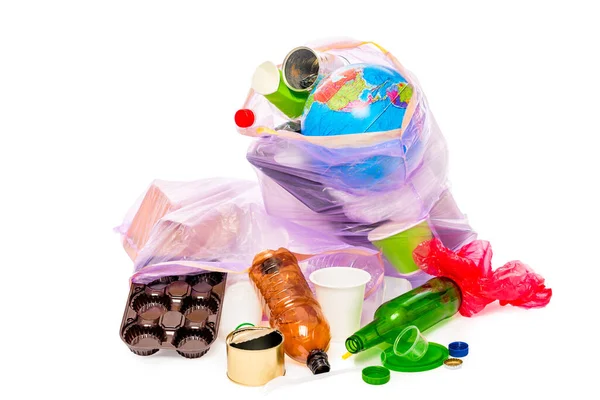 Koncepcja Ekologiczna Planeta Tonie Śmieciach — Zdjęcie stockowe