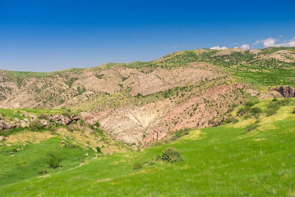 Солнечный День Горный Пейзаж Зеленой Травой Армении — стоковое фото