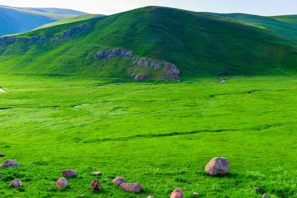 sunny landscape on a clear day of Armenia, landscape mountain green valley with rivers