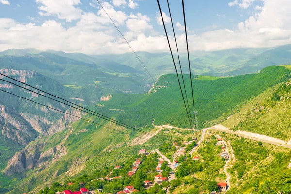 Armênia Vista Das Montanhas Partir Cabine Teleférico Que Conduz Mosteiro — Fotografia de Stock