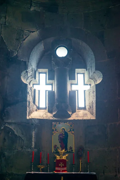 Windows Form Cross View Altar Temple Tatev Monastery Armenia — Stock Photo, Image