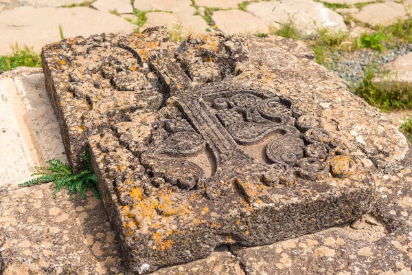 Antica Croce Pietra Scolpita Khachkar Monastero Tatev Armenia — Foto Stock