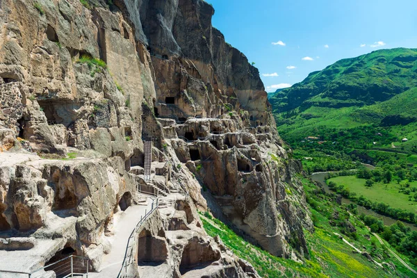 Georgia Vardzia Nın Turistik Cazibesi Kayadaki Mağara Şehri — Stok fotoğraf