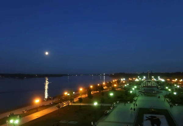 Volga Nehri Dolunay Yaroslavl Oku Yaz Gecesi Ferforje Çit — Stok fotoğraf